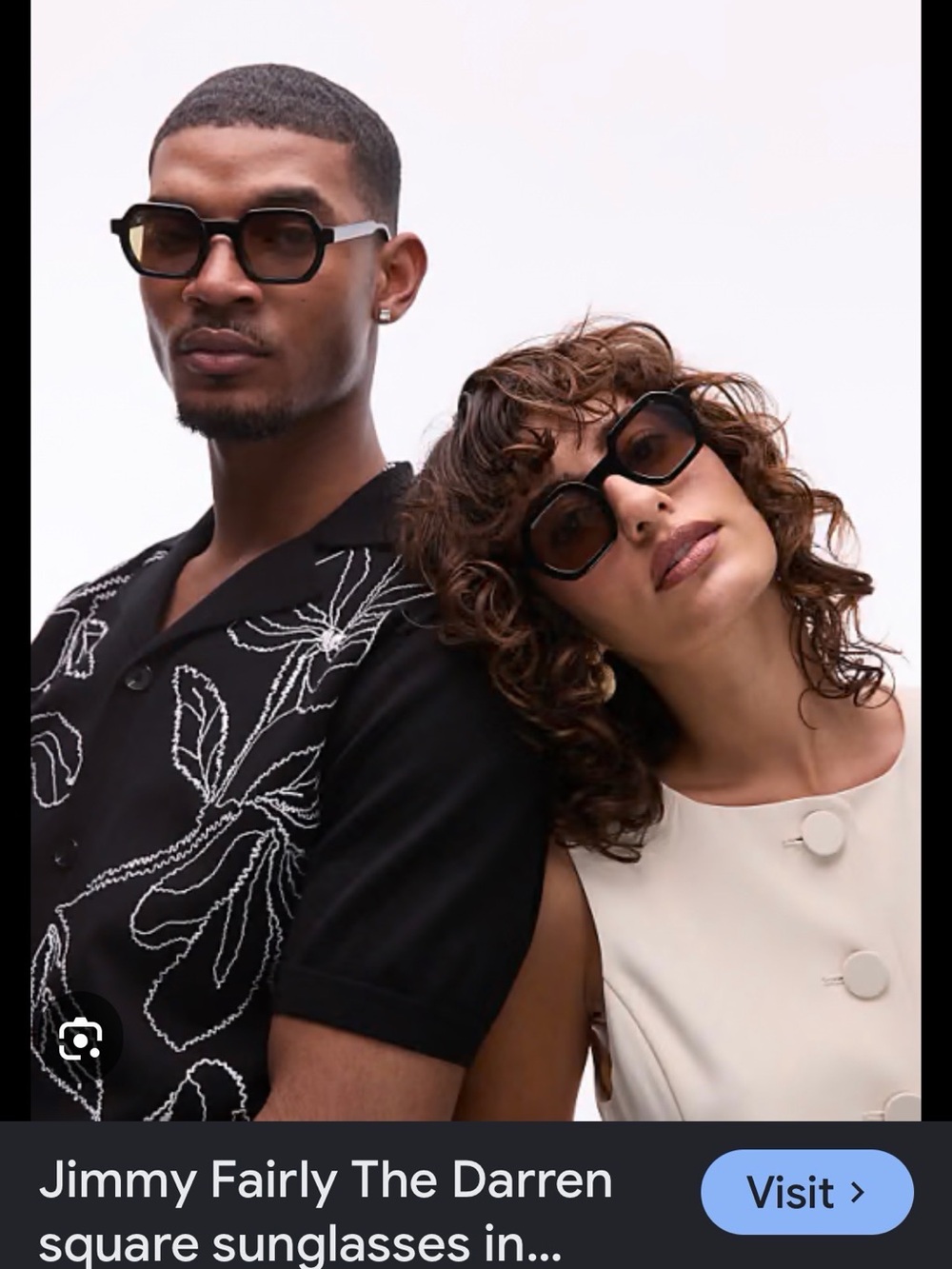 Jimmy Fairly “Darren” Men’s or women’s Black Frame Sunglasses with Dark Lenses